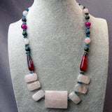 chunky necklace, handmade pinbk necklace