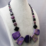 handmade chunky bead necklace purple beads