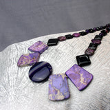 handcrafted semi-precious chunky beaded necklace purple