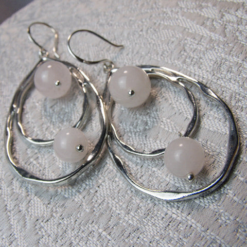 Long semi-precious stone earrings, long handmade semi-precious earrings, long bead earrings  A28