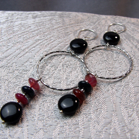 Long Semi-Precious Earrings, Long Semi-Precious Stone Earrings, Long Bead Earrings UK   A29