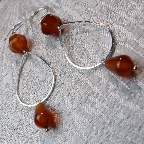 Handmade Long Semi-Precious Stone Earrings, Long Semi-Precious Bead Earrings handmade UK A33