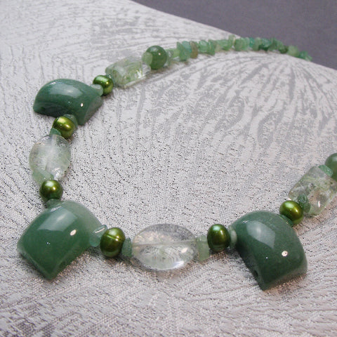 Handmade Semi-Precious Stone Necklace, Semi-Precious Bead Necklace A23