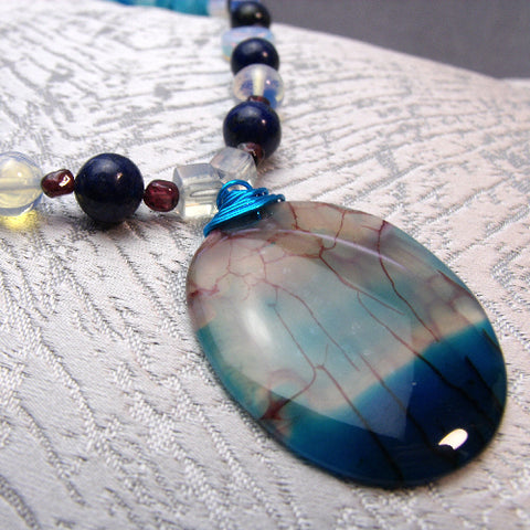 Handmade Semi-Precious Necklace, Semi-Precious Stone Necklace A25