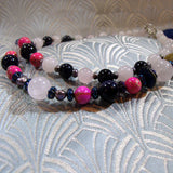 long pink blue semi-precious necklace design