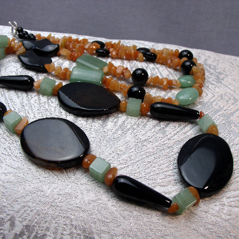 Long Chunky Handmade Necklace, Long unique statement necklace A29