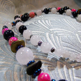 semi-precious blue pink long necklace design