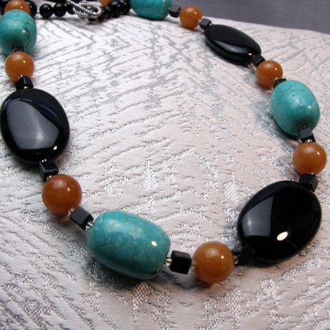 Chunky handmade necklace, semi-precious bead statement necklace, A30