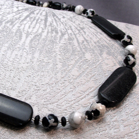 Long Semi-Precious Bead Statement Necklace, long statement necklace A31