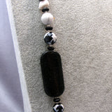 black white semi-precious beads