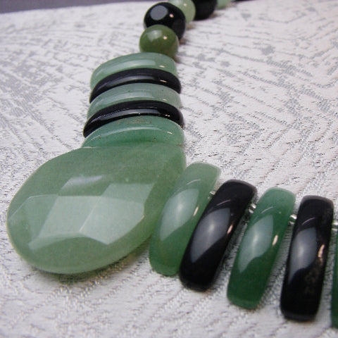 Chunky Bead Necklace, Semi-Precious statement necklace handmade A34