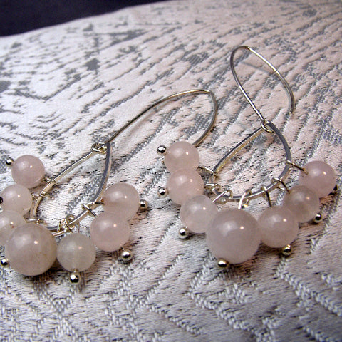 Long Semi-Precious Bead Statement Earrings UK, Long Handmade Earrings A53