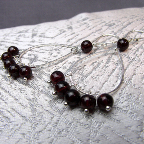 Long semi-precious teardrop statement earrings, long handmade earrings A56