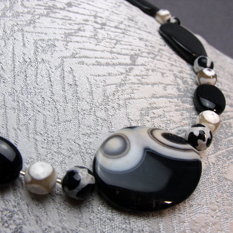 Semi-Precious Stone Necklace, unique semi-precious bead necklace A35