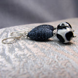 beaded black white semi-precious earrings