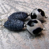 black white bead drop earrings 
