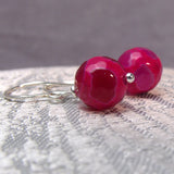 short semi-precious stone earring jewellery, short drop pink earrings