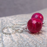 short drop pink bead earrings