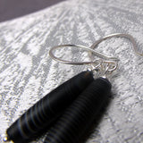 beaded black semi-precious stone earrings