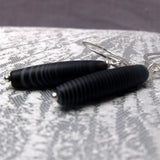 handcrafted black bead drop earrings