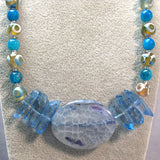 chunky handmade necklace blue semi-precious beads