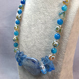chunky handmade blue necklace semi-precious beads