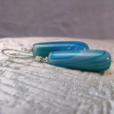 long drop blue semi-precious bead earrings