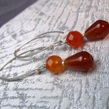 long beaded earrings semi-precious carnelian