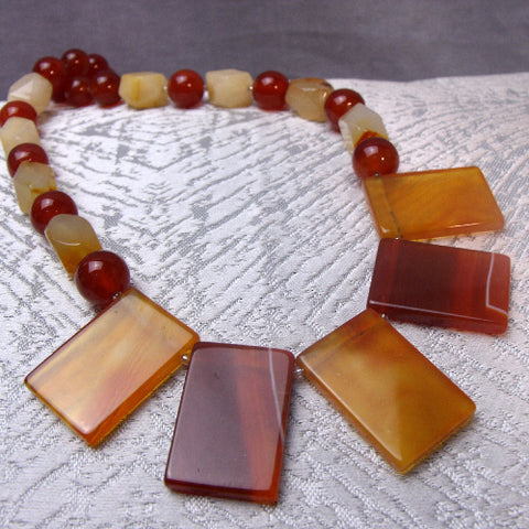 Chunky semi-precious bead necklace, chunky semi-precious stone necklace, handmade chunky necklace A39