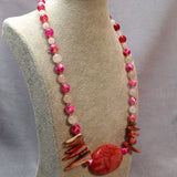 pink necklace handmade chunky pink beads