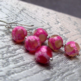 handmade pink bead earrings UK