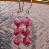 pink drop bead handmade earrings