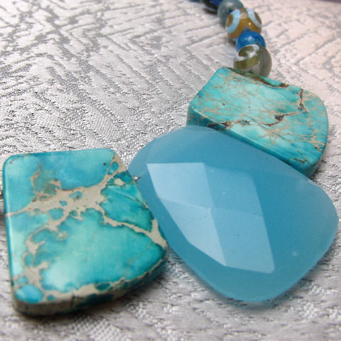 Chunky handmade necklace, semi-precious chunky bead statement necklace A41
