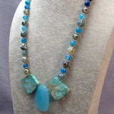 blue semi-precious bead necklace chunky design
