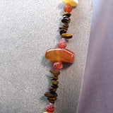 long brown bead necklace handmade semi-precious beads