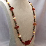 long semi-precious necklace with brown beads
