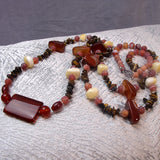long length semi-precious brown stone necklace