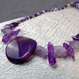 chunky semi-precious bead necklace bold purple bead
