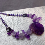 chunky purple bead necklace handmade uk
