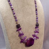 handmade chunky purple beaded necklace handcrafted uk