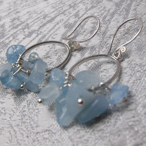 Handmade beaded earrings, semi-precious bead earrings, beaded semi-precious stone earrings UK A65