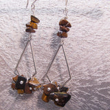 long tigers eye bead earrings handmade uk
