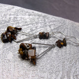 long drop beaded tigers eye earrings
