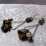 long drop earrings tigers eye beads