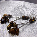 long dangle tigers eye semi-precious earring design