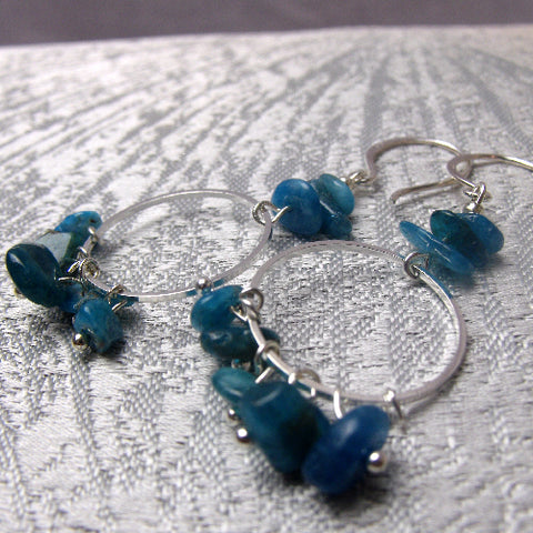 Long beaded earrings, long semi-precious stone earrings UK, long semi-precious bead earrings A68
