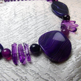 chunky purple necklace handmade semi-precious beads
