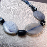 chunky blue semi-precious bead necklace handmade uk
