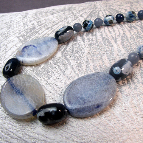 Chunky Semi-Precious Stone Necklace, Semi-Precious Bead Necklace, Chunky Bead Necklace A46