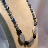 chunky semi-precious necklace with chunky blue agate beads